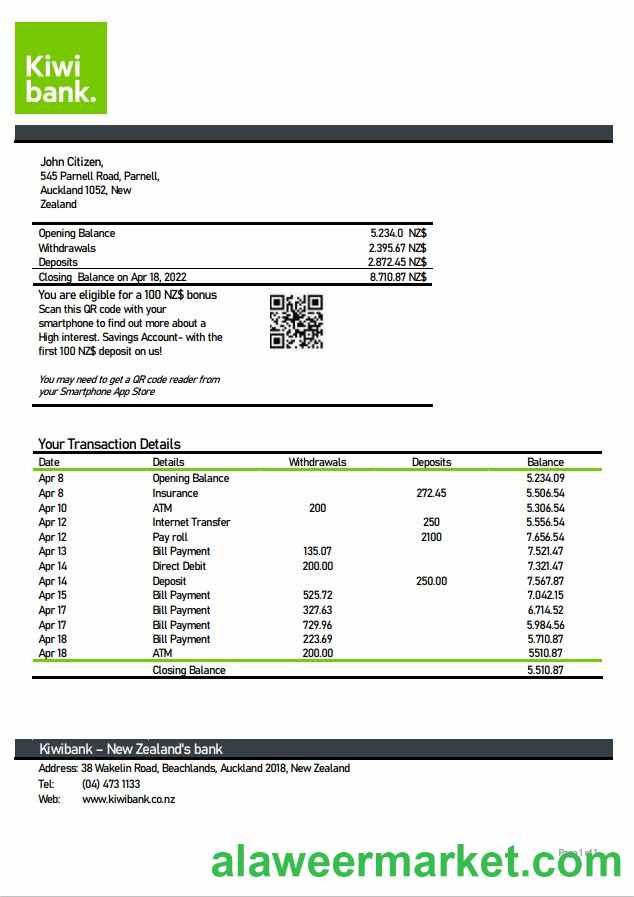 New Zealand Kiwibank statement